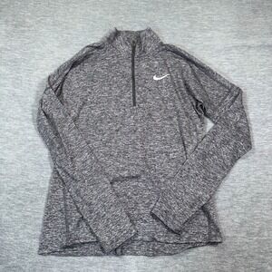Nike Running Pullover‎ Women S Gray Dri-Fit 1/4 Zip Long Sleeve Athletic Top